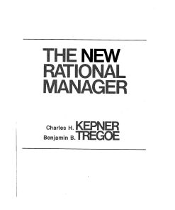 The New Rational Manager 1st edition by charles kepner ISBN‎ 0906237211 978-0906237212