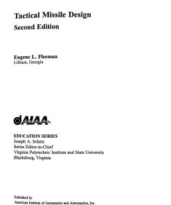 Tactical Missile Design 2nd Edition by Fleeman ISBN 1563477823 978-1563477829