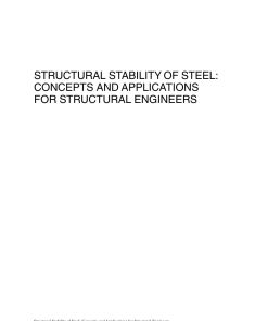 Structural Stability of Steel Concepts and Applications for Structural Engineers 1st edition by Theodore Galambos, Andrea Surovek ISBN 0470037784 978-0470037782