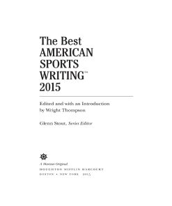 The Best American Sports Writing 2015 1st edition by Wright Thompson , Glenn Stout  ISBN B01L9EFK1O