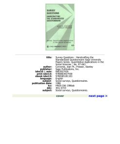 Survey Questions Handcrafting the Standardized Questionnaire