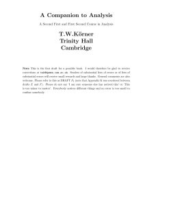 A Companion to Analysis A Second First and First Second Course in Analysis 1st edition by Korner ISBN 0821834479 978-0821834473